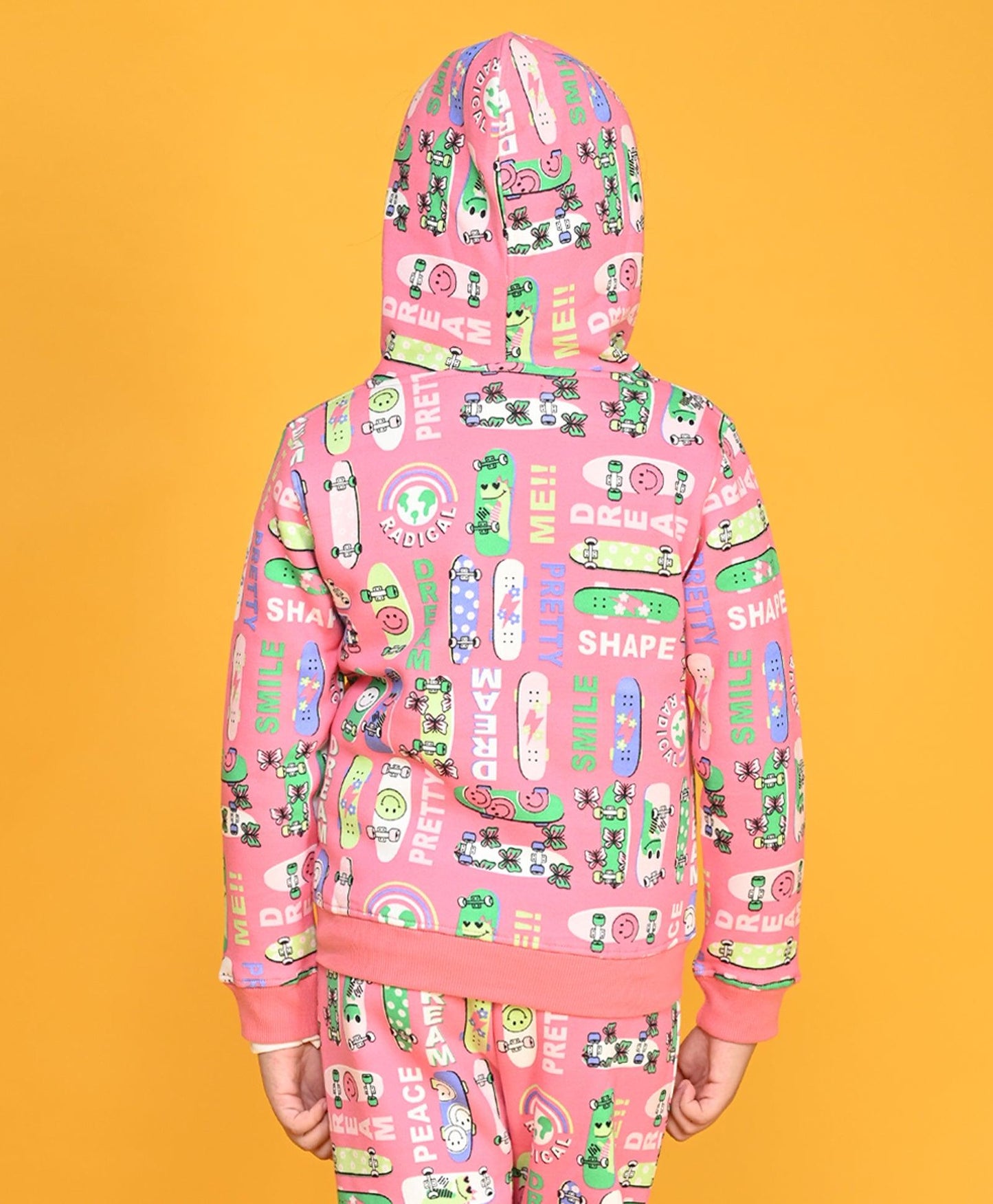 SKATE PINK GIRLS FLEECE ZIPPER HOODIE - PINK
