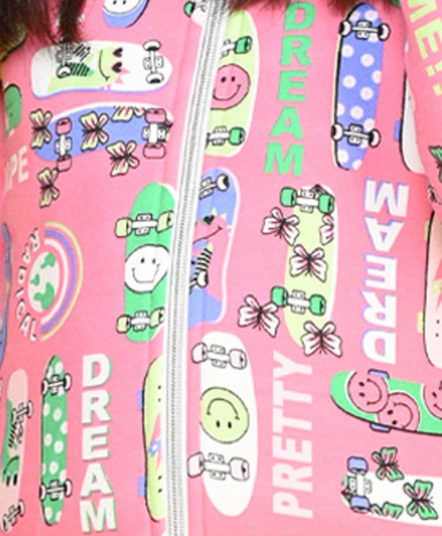 SKATE PINK GIRLS FLEECE ZIPPER HOODIE - PINK - Anthrilo