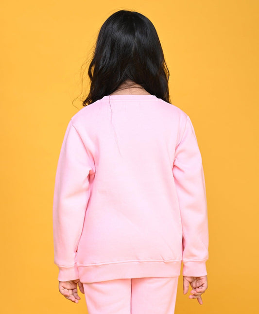 HEART BLACK GIRLS FLEECE SWEATSHIRT - PINK - Anthrilo