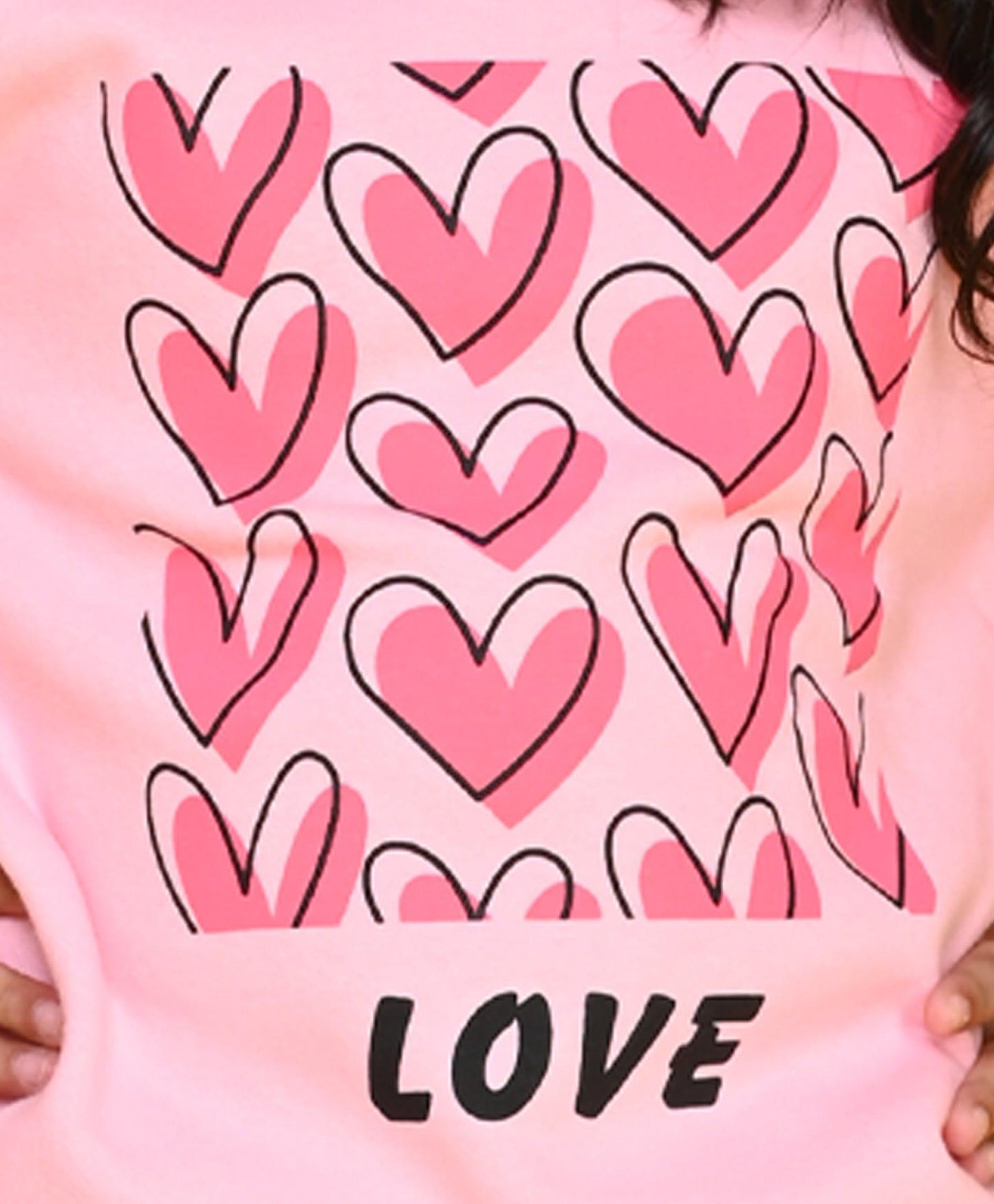 HEART BLACK GIRLS FLEECE SWEATSHIRT - PINK - Anthrilo