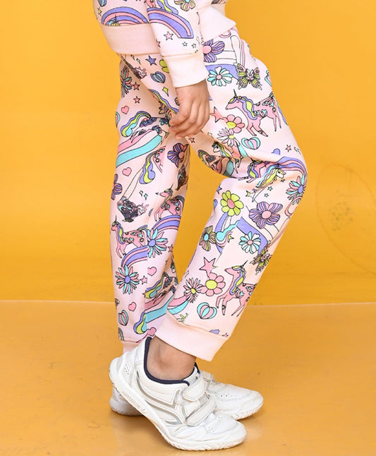 UNICORN BUTTERFLY GIRLS FLEECE JOGGER - PINK - Anthrilo