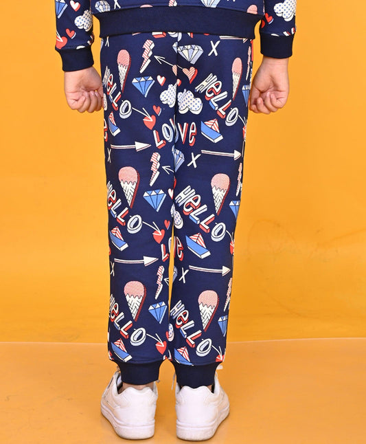 HELLO LOVE GIRLS JOGGER - NAVY BLUE - Anthrilo