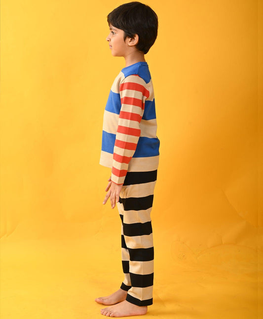 BLUE STRIPE LONG SLEEVE PYJAMA SET - FOREVER - Anthrilo