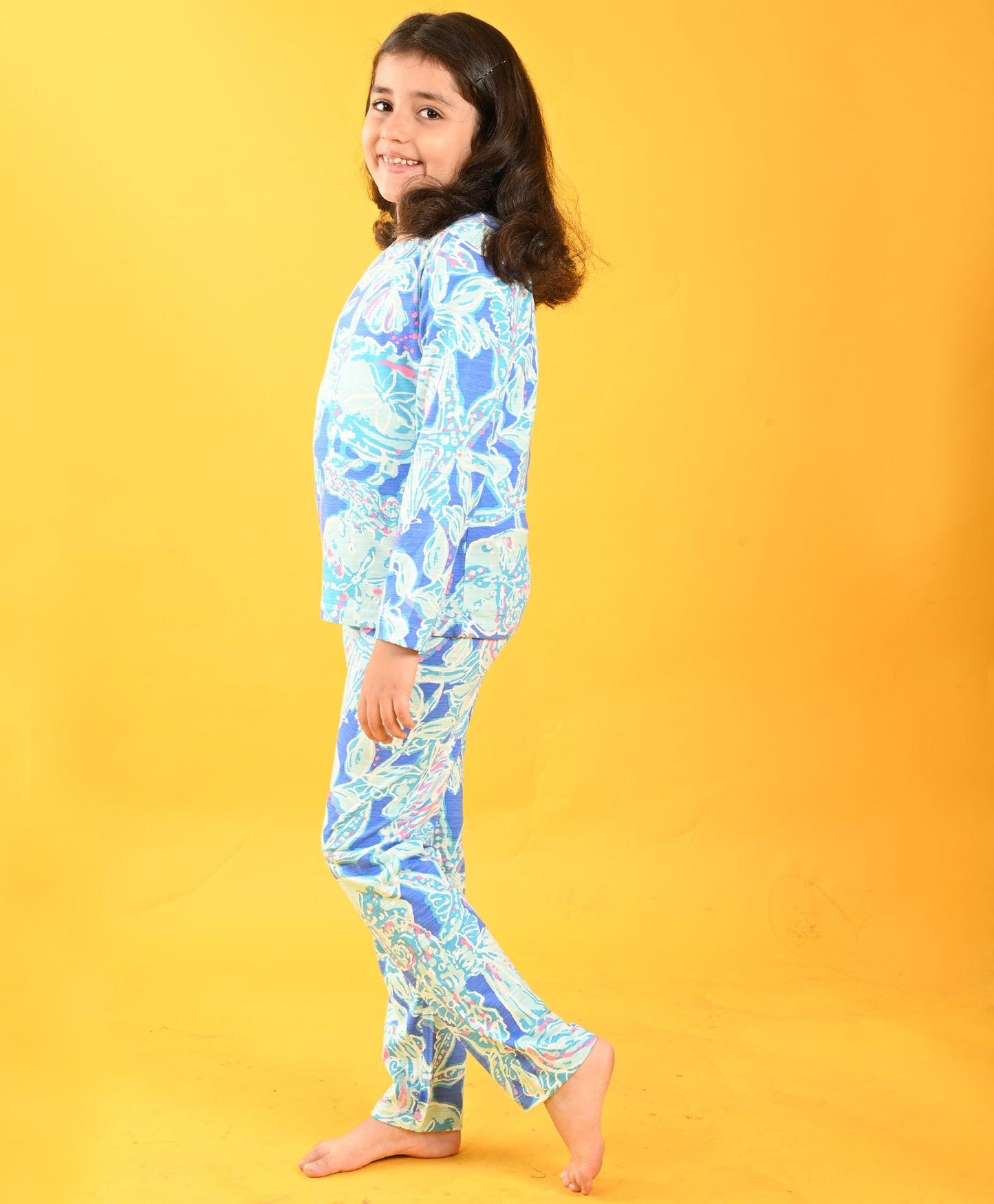 OCEAN BLUE GIRLS LONG SLEEVES PYJAMA SET - BLUE