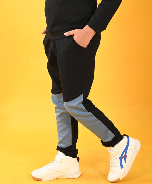 BLACK BLUE INTERLOCK BOYS JOGGER - BLACK - Anthrilo