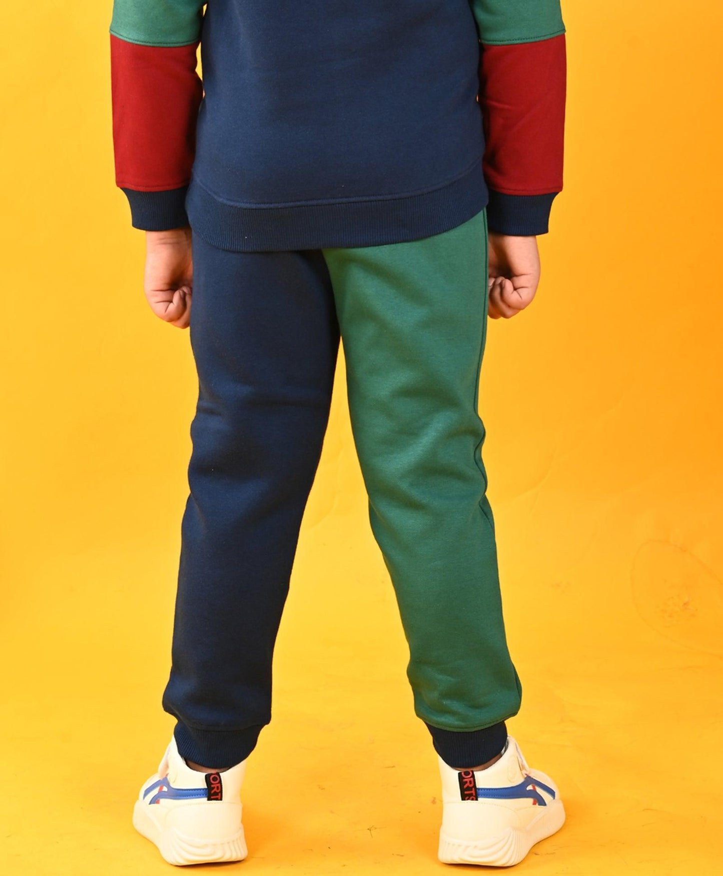 NAVY GREEN COLOR BLOCK FLEECE JOGGER - NAVY - Anthrilo