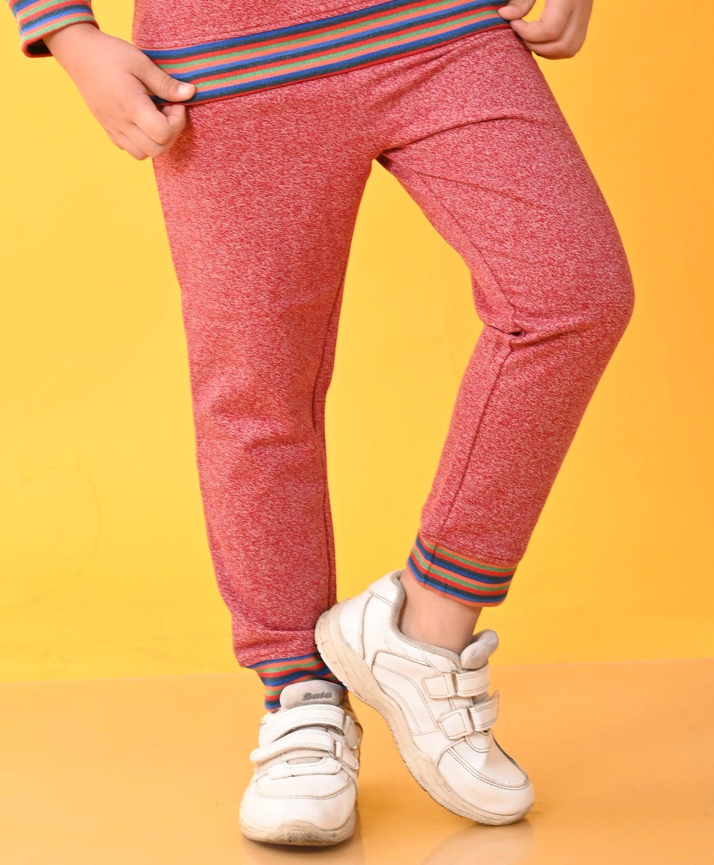 RED SPACE DYED RIBBED BOYS FLEECE JOGGER - RED
