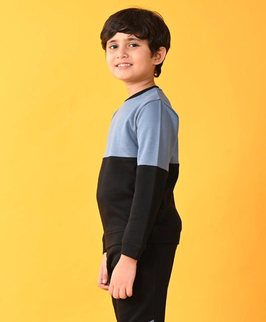BLACK BLUE INTERLOCK BOYS SWEATSHIRT - BLACK - Anthrilo