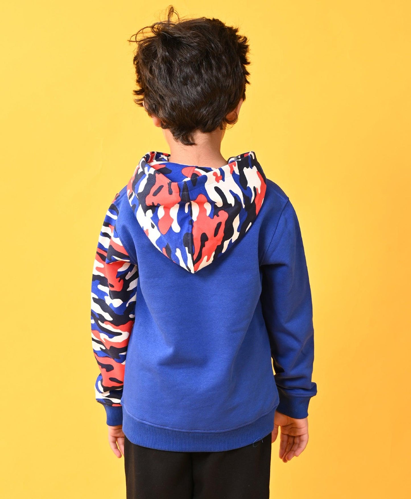 CAMOUFLAGE BLUE BOYS FLEECE HOODIE - BLUE