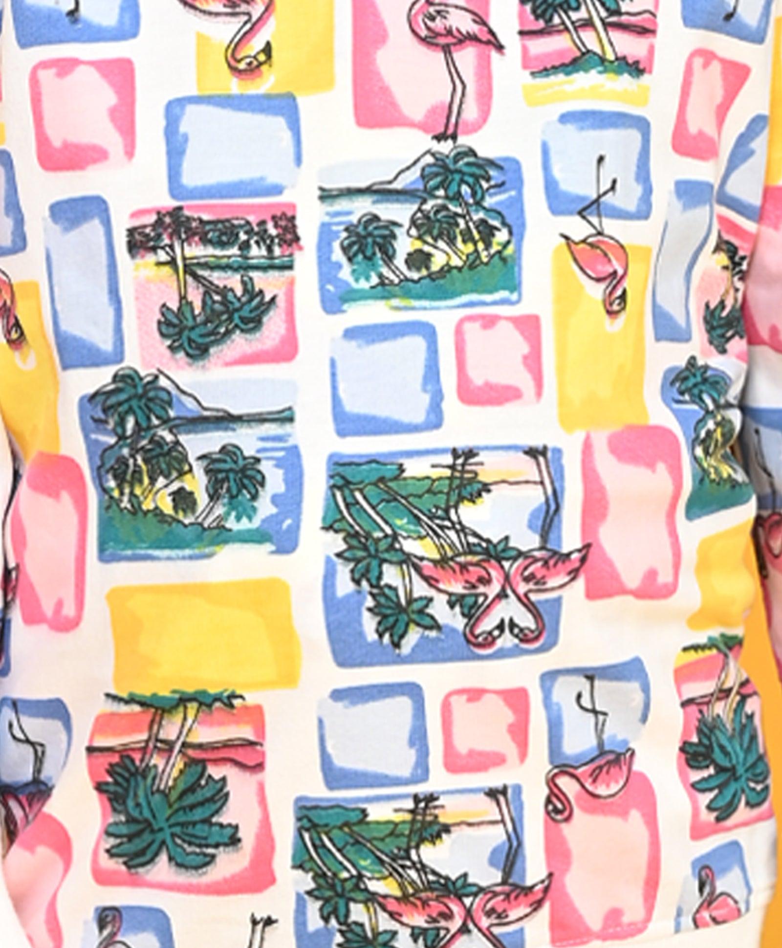 FLAMINGO PRINT TERRY GIRLS SWEATSHIRT - PINK - Anthrilo