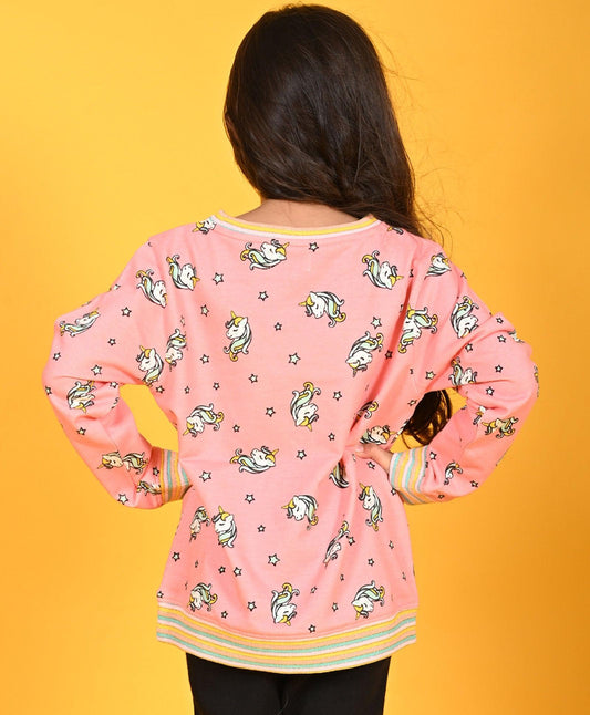 UNICORN TERRY GIRLS SWEATSHIRT - PINK - Anthrilo