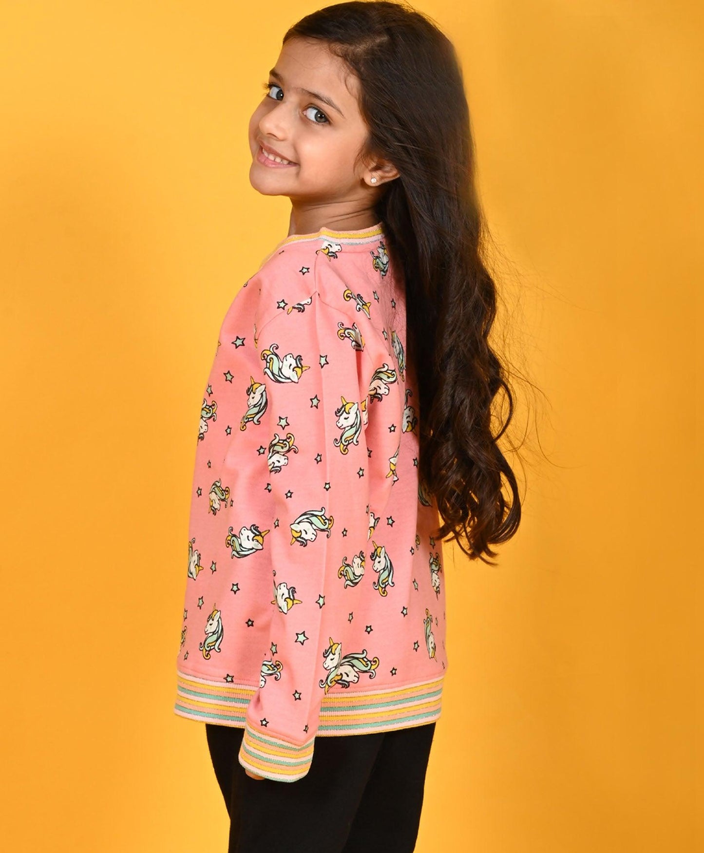 UNICORN TERRY GIRLS SWEATSHIRT - PINK - Anthrilo