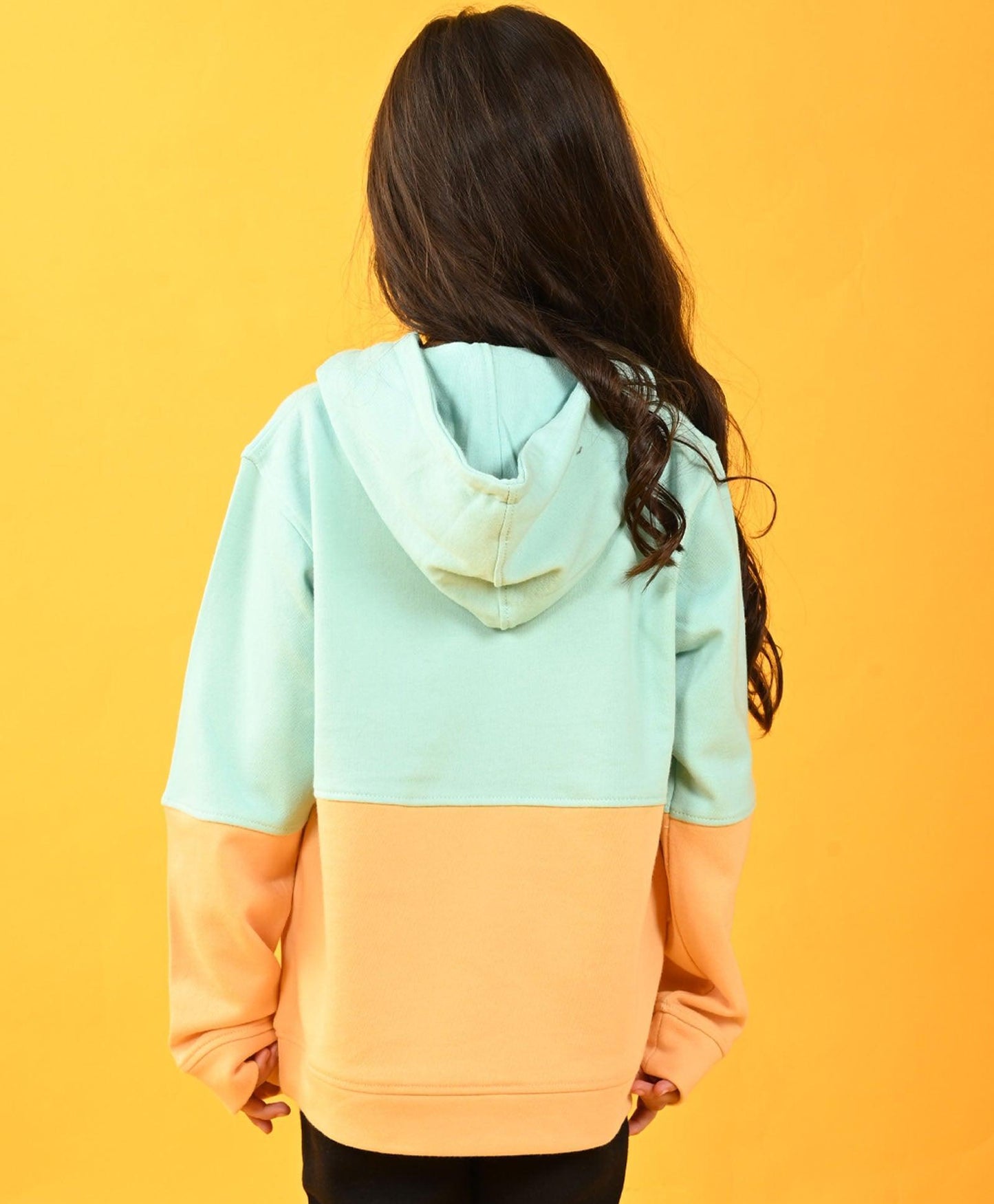 PEACH AND AQUA GIRLS TERRY HOODIE - PEACH - Anthrilo