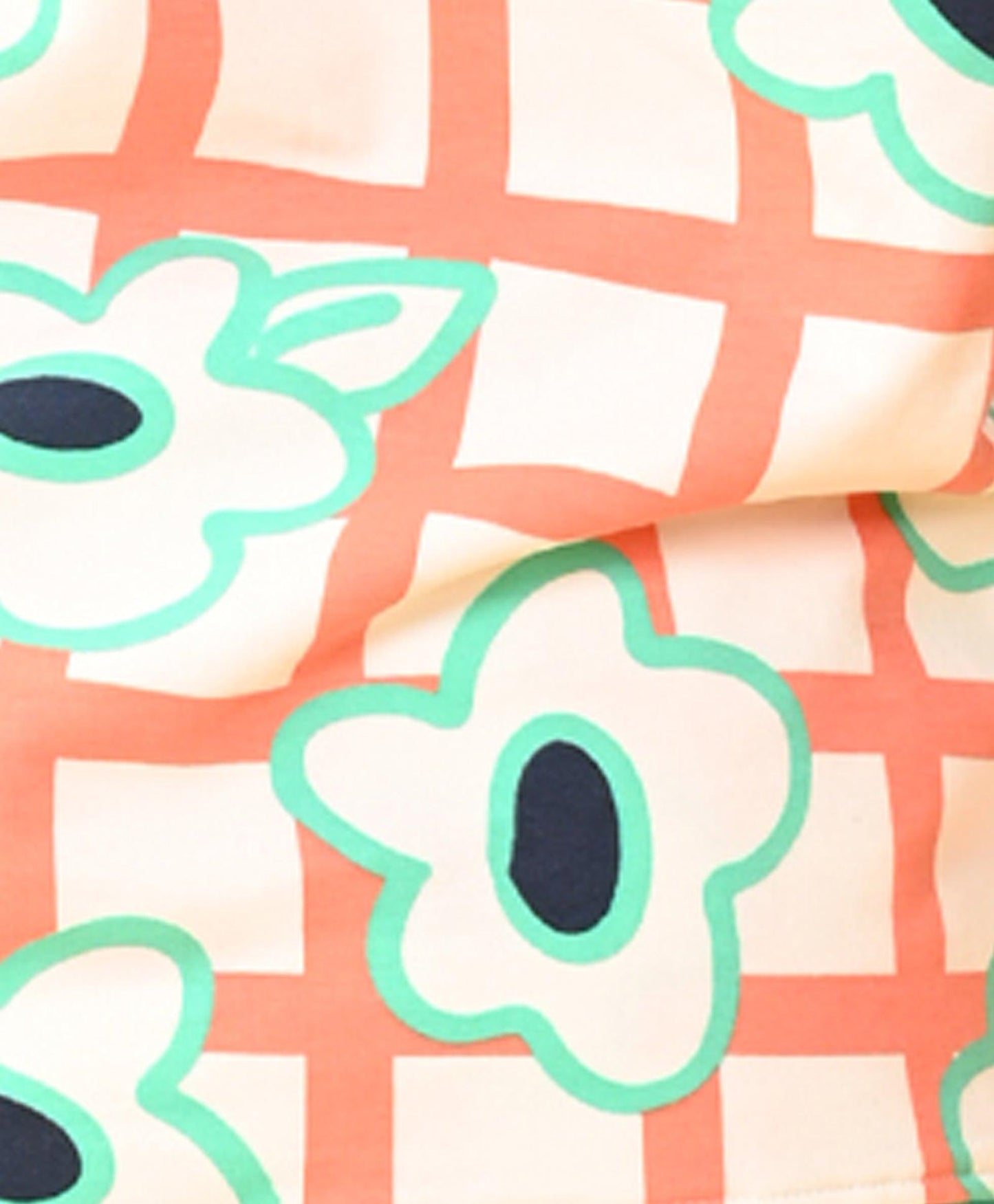 FLORAL CHECK FLEECE GIRLS JOGGER - WHITE