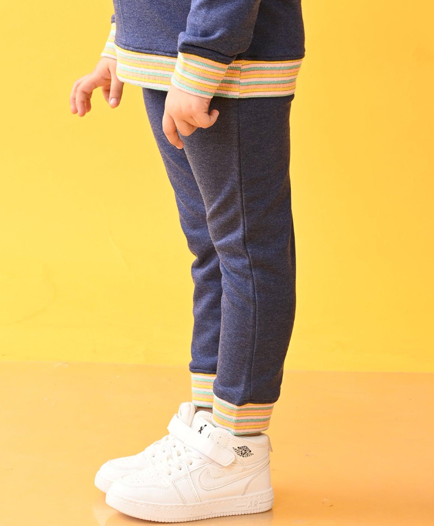 BLUE MELANGE FUN RIB TERRY GIRLS JOGGER - BLUE