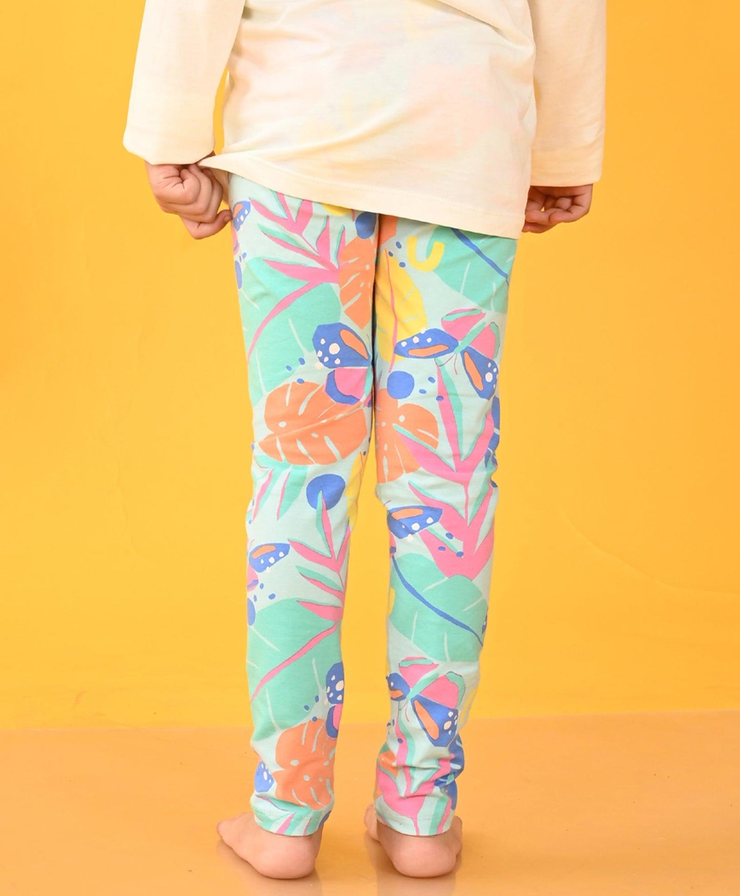 AQUA FLOWER GIRLS LEGGING - AQUA