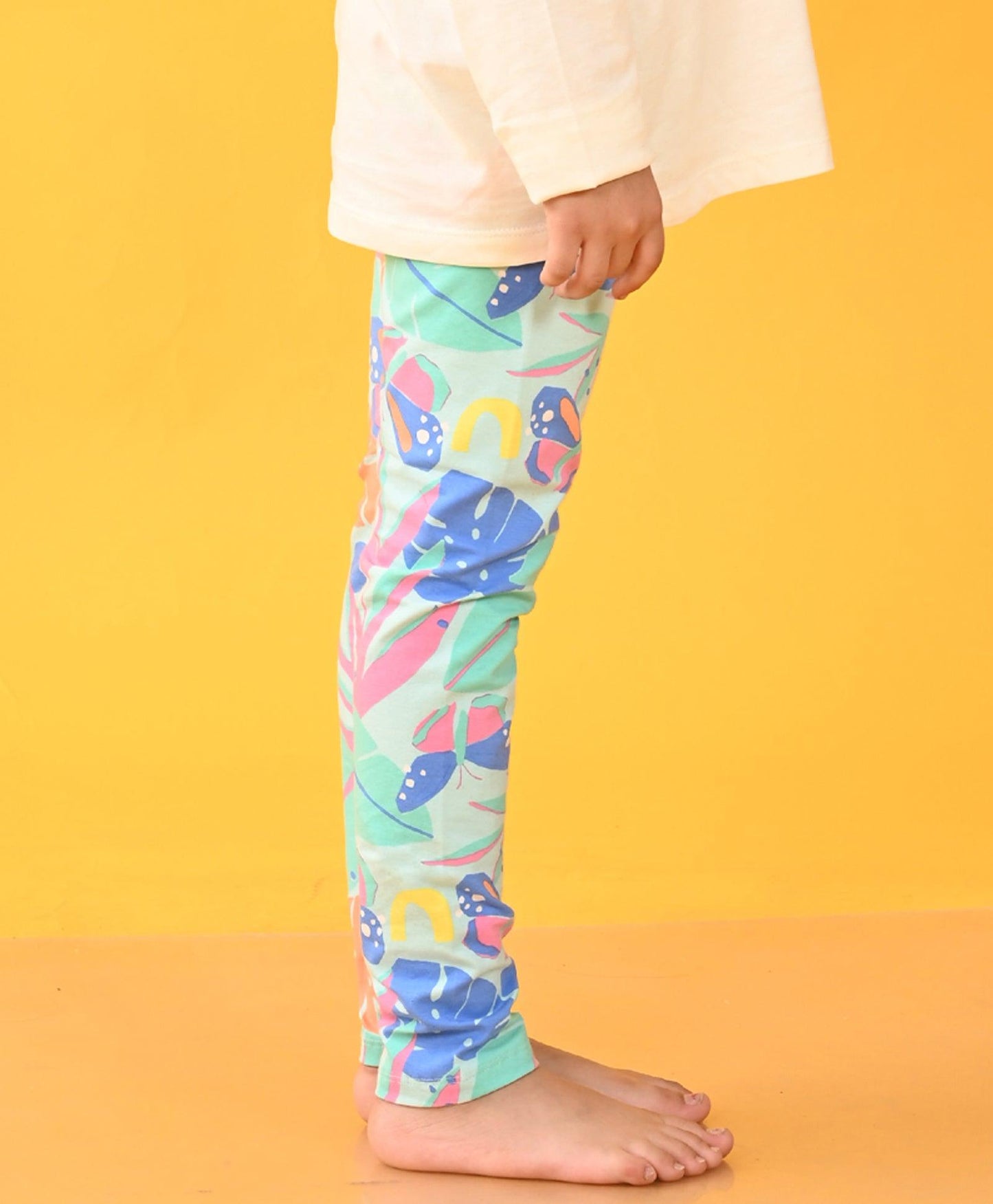 AQUA FLOWER GIRLS LEGGING - AQUA