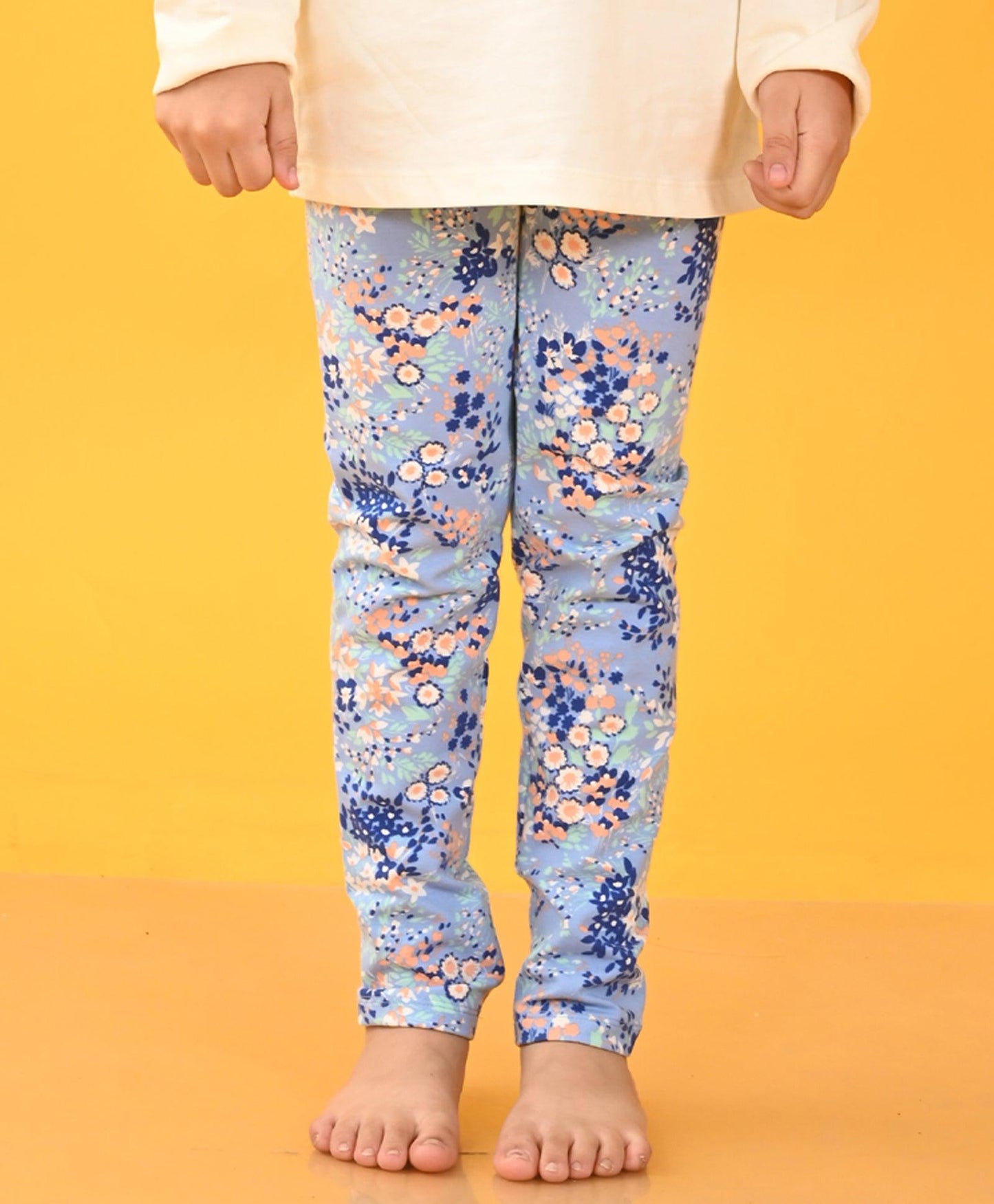 BLUE FLOWER GIRLS LEGGING - BLUE