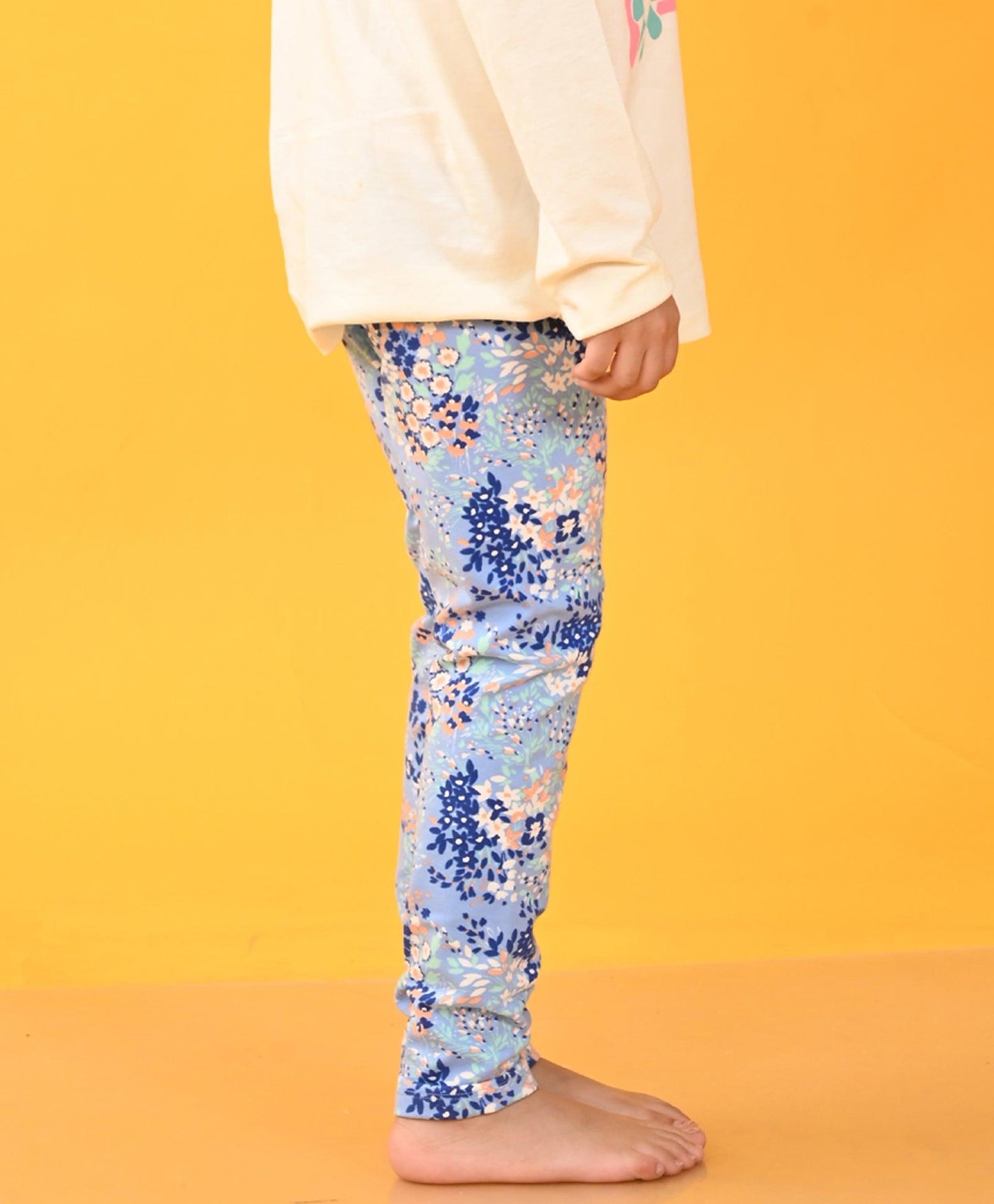 BLUE FLOWER GIRLS LEGGING - BLUE