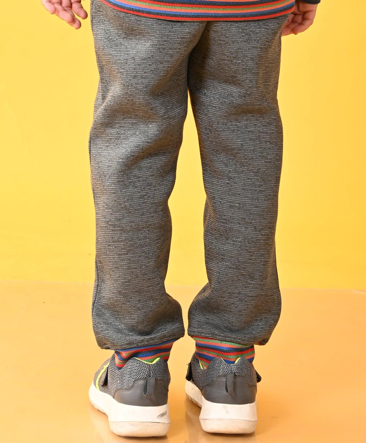 DARK GREY MELANGE FLEECE MULTICOLOR RIB JOGGER - GREY - Anthrilo