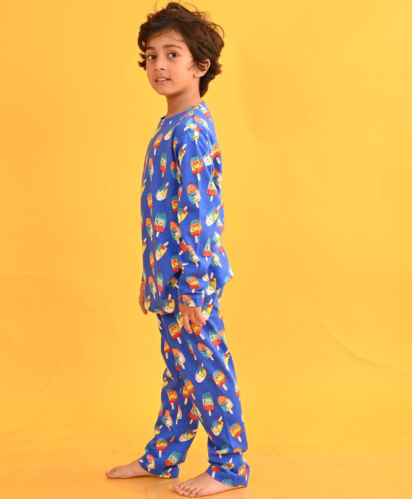 ICECREAM SMILE LONG SLEEVES PYJAMA SET - BLUE