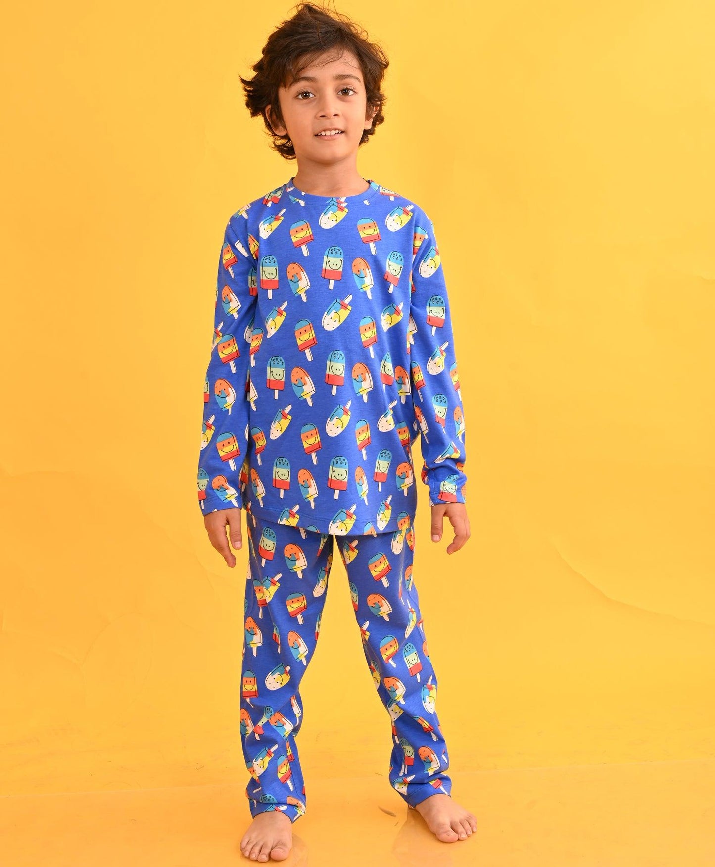 ICECREAM SMILE LONG SLEEVES PYJAMA SET - BLUE