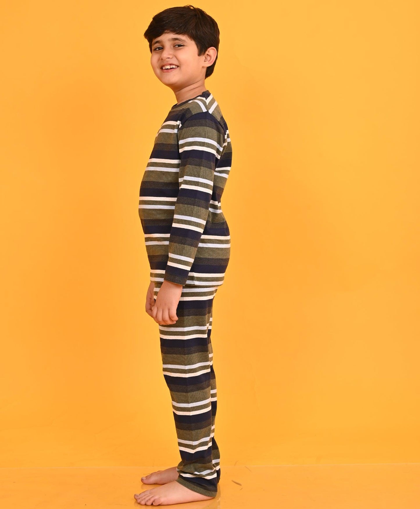 OLIVE SKY NAVY STRIPED BOYS LONG SLEEVES PYJAMA SET