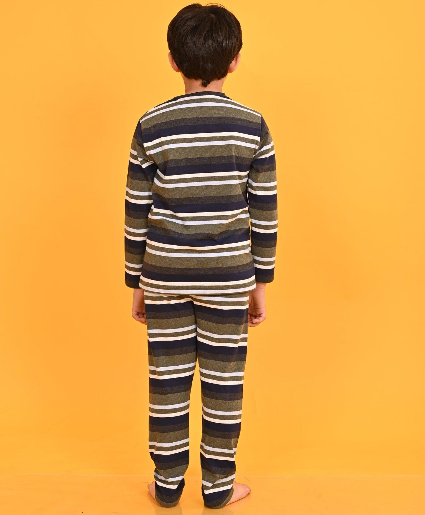 OLIVE SKY NAVY STRIPED BOYS LONG SLEEVES PYJAMA SET