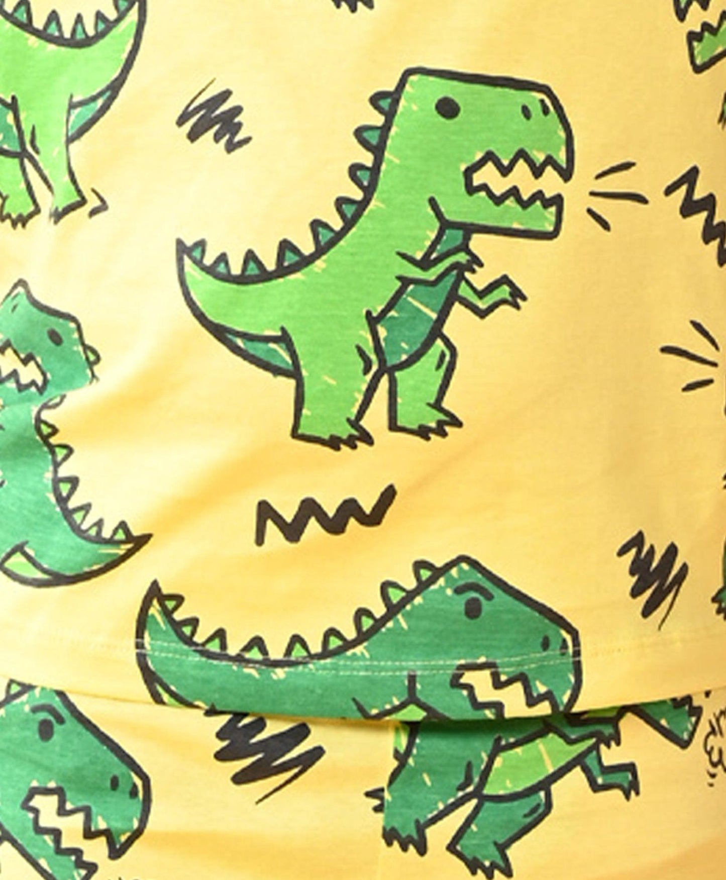 BIG DINOSAUR YELLOW LONG SLEEVES PYJAMA SET - YELLOW