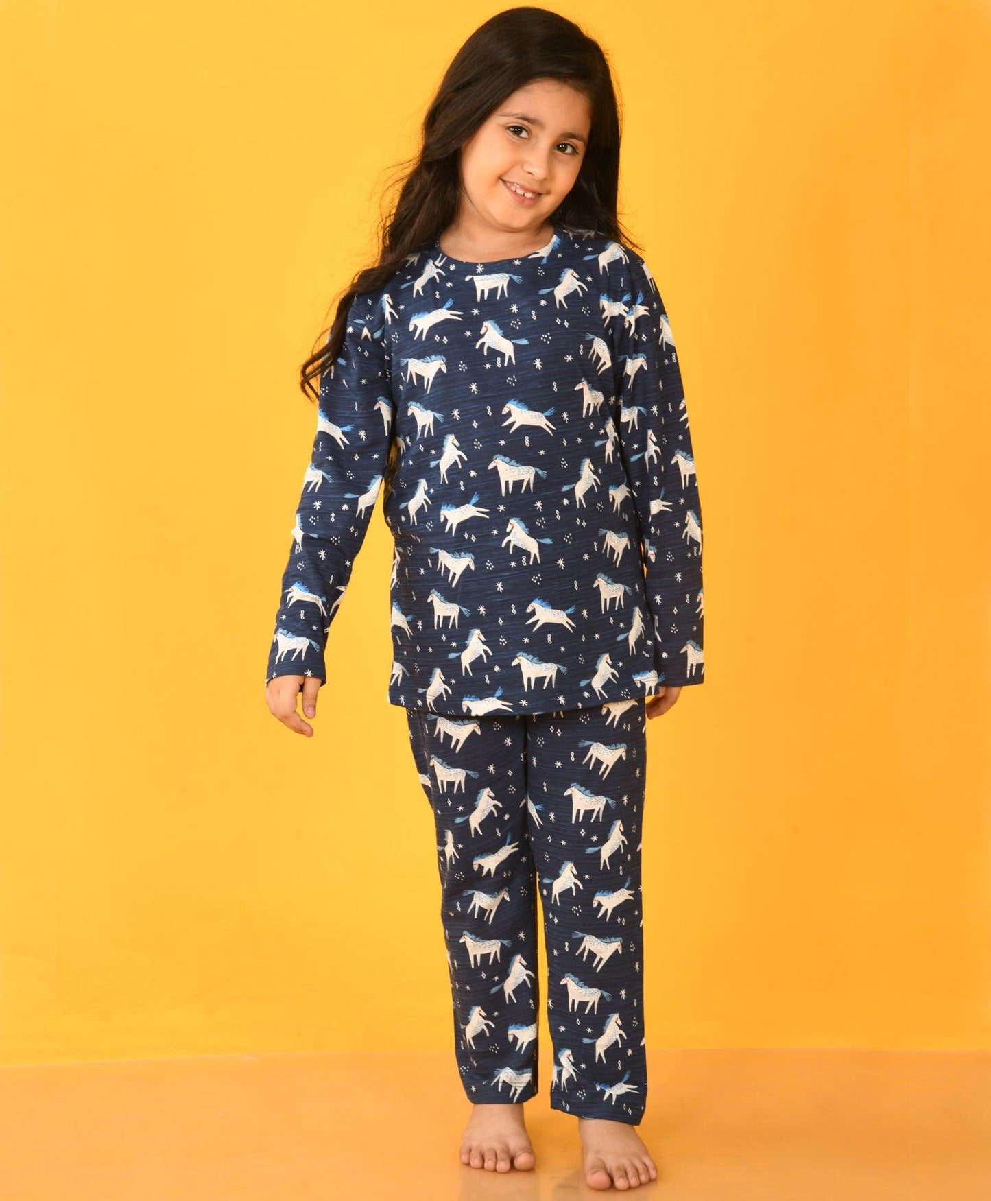 BLUE UNICORN LONG SLEEVES GIRLS PYJAMA SET - BLUE