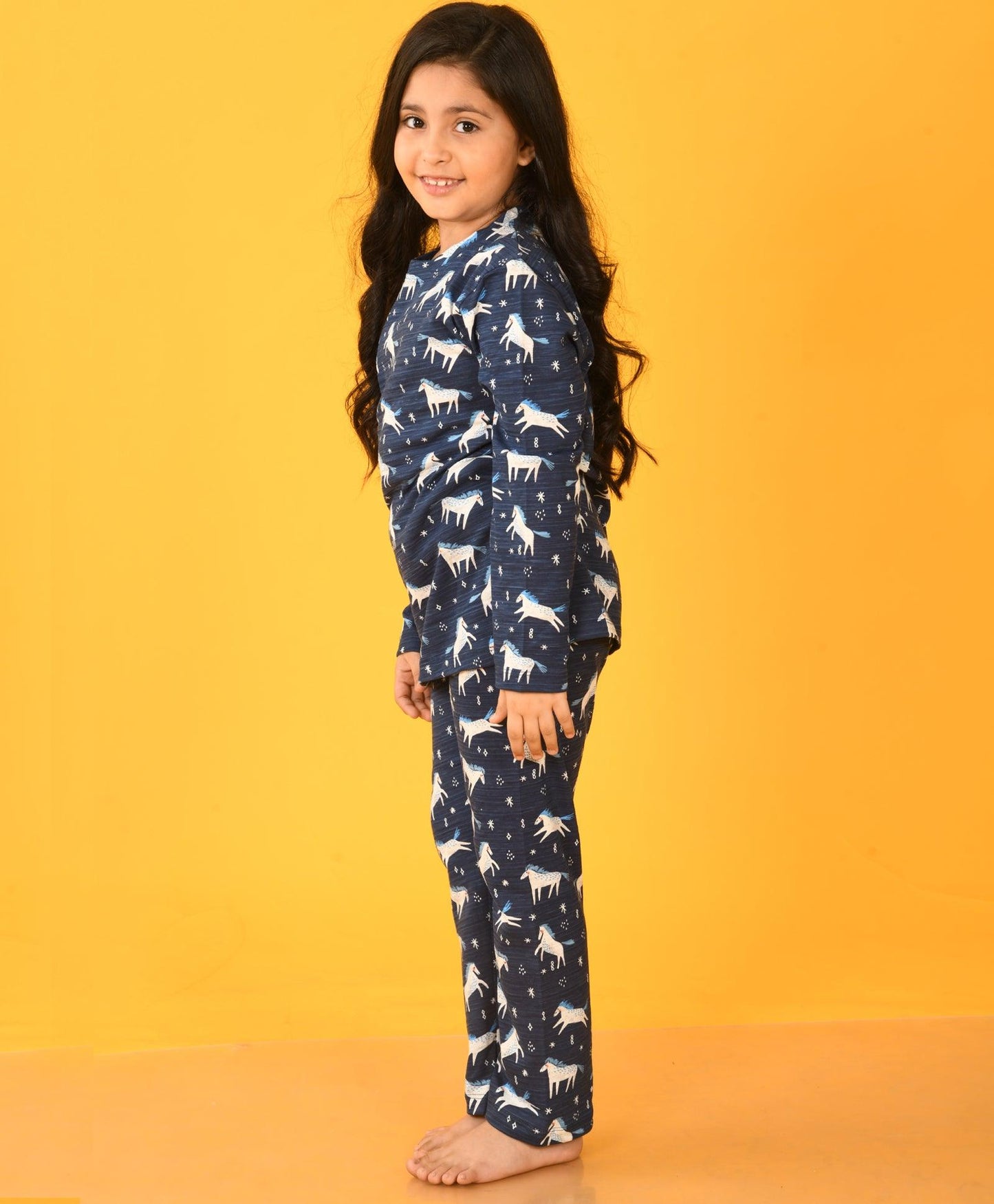 BLUE UNICORN LONG SLEEVES GIRLS PYJAMA SET - BLUE