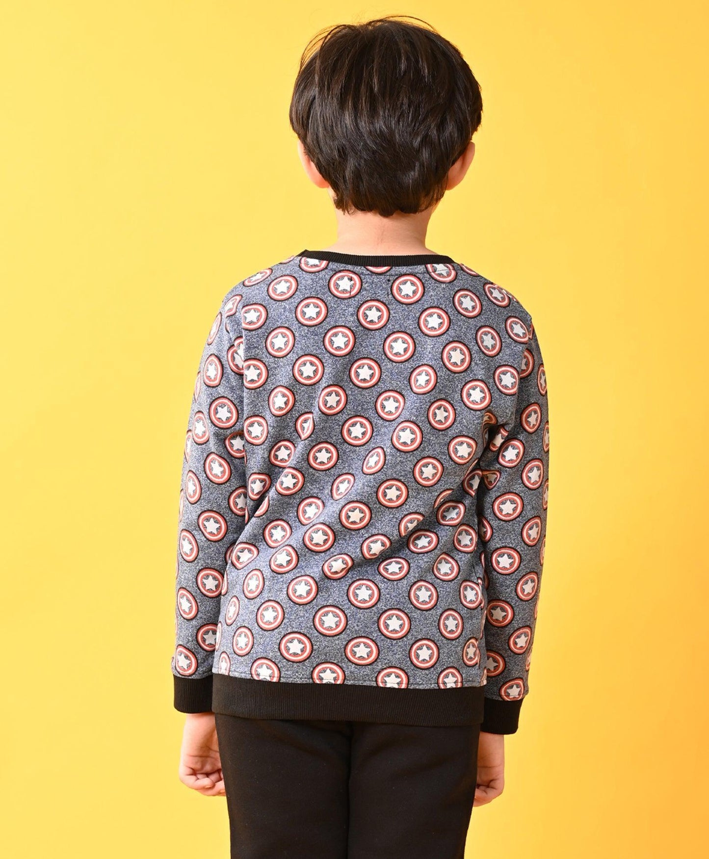ROUND STAR TERRY BOYS SWEATSHIRT - BLACK - Anthrilo