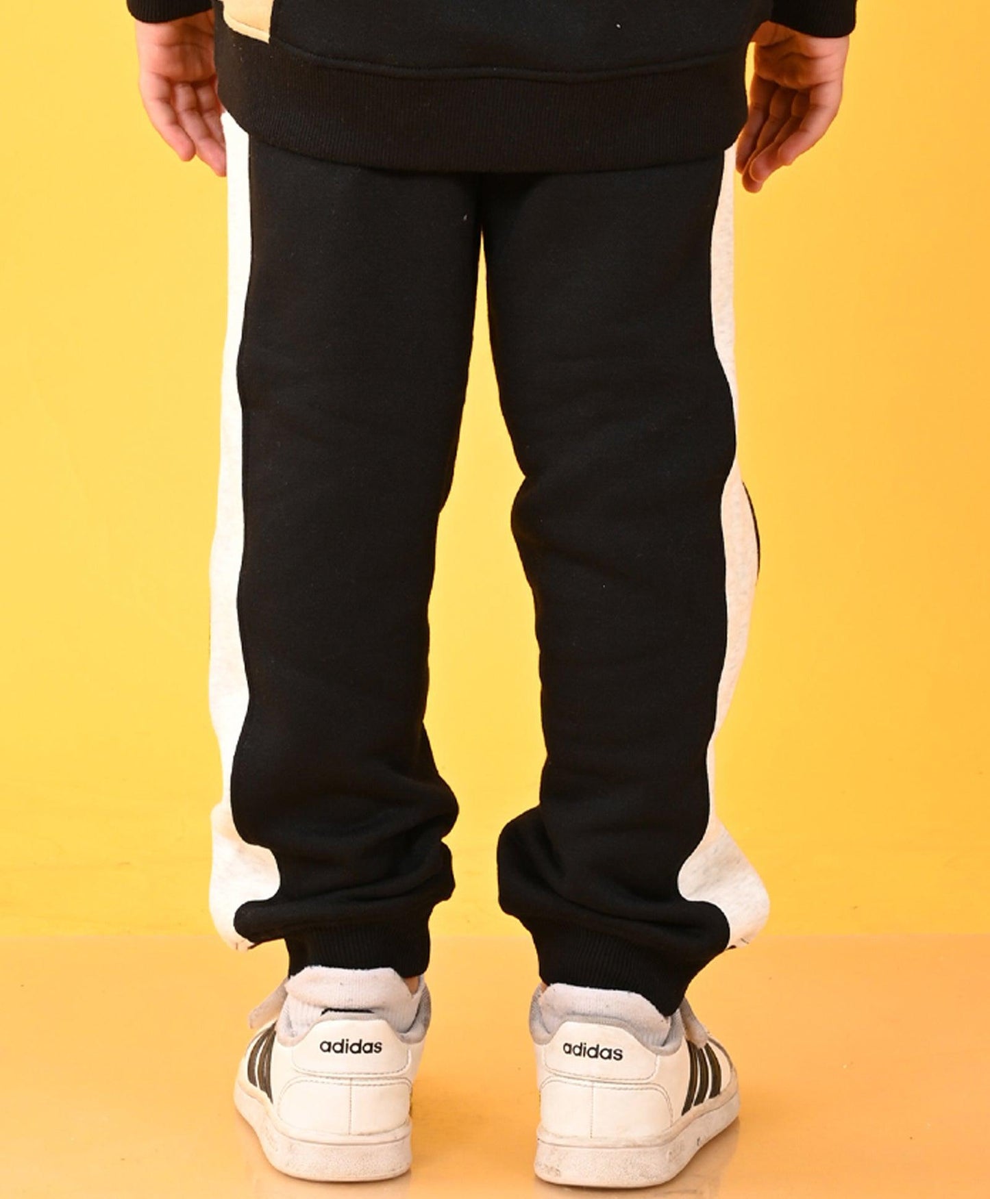 BLACK BEIGE MELANGE FLEECE JOGGER - BLACK