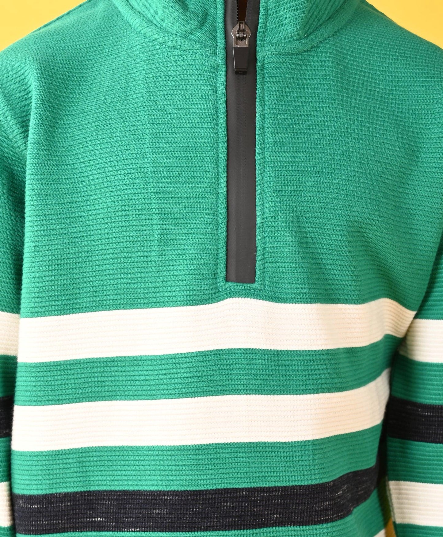 GREEN STRIPER HALF ZIPPER BOYS SWEATSHIRT - GREEN