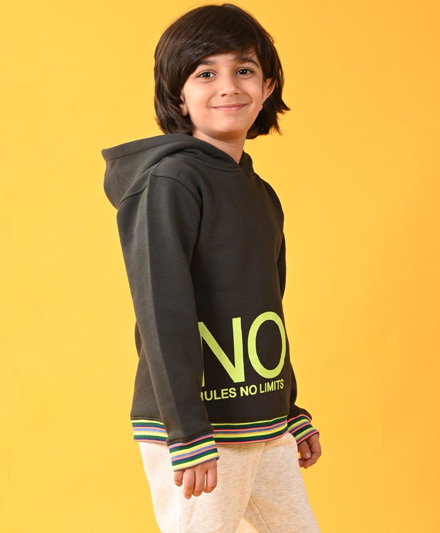 NO RULES FLEECE BOYS HOODIE - OLIVE