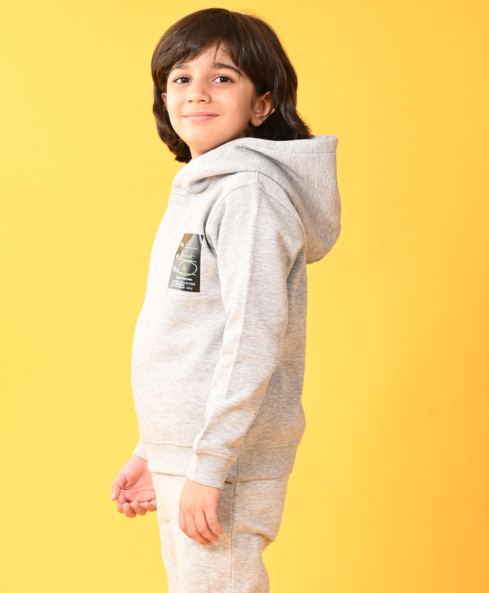 SPORTY COLLECTION FLEECE BOYS HOODIE - GREY - Anthrilo 