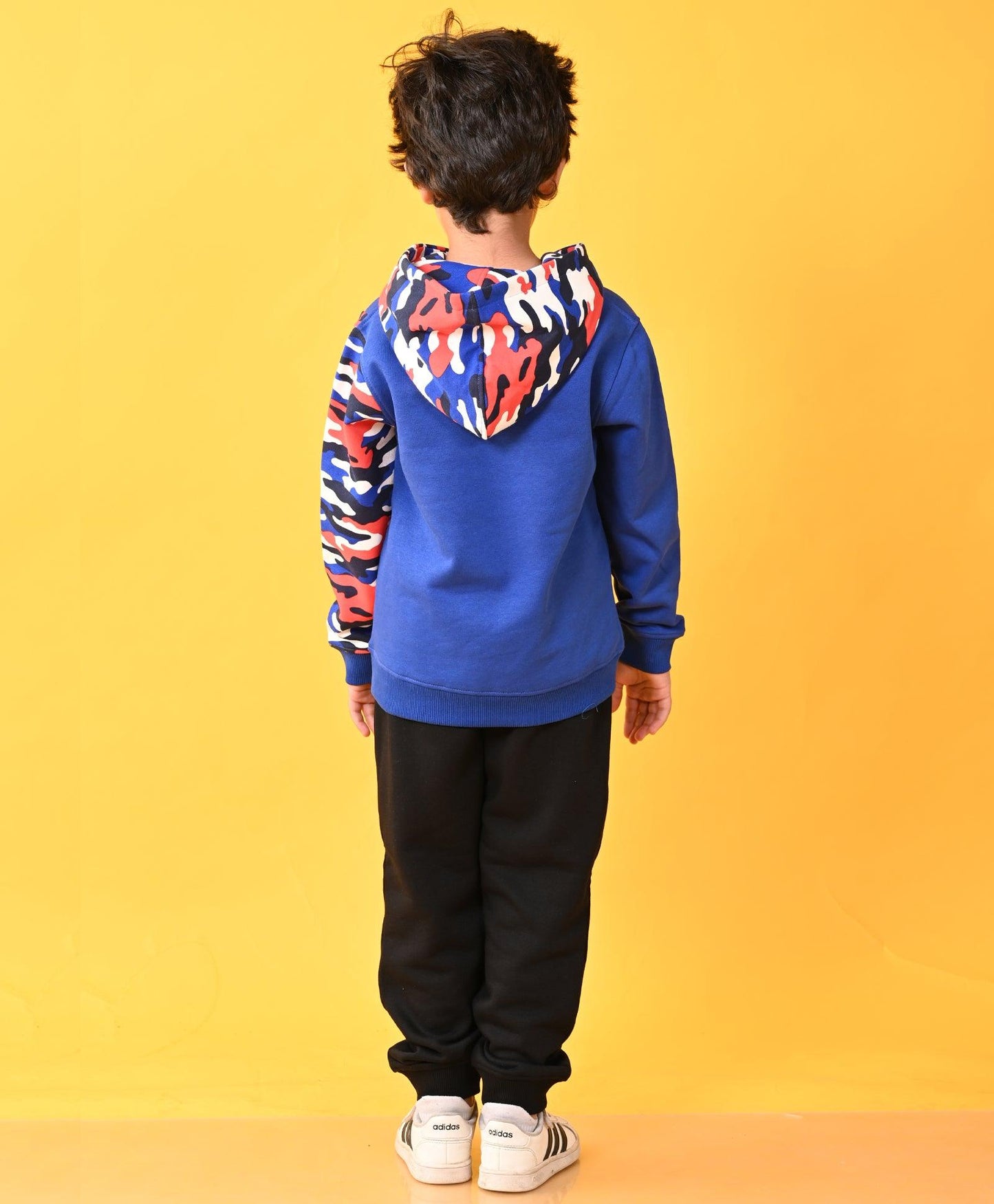 CAMOUFLAGE HOODIE BLACK FLEECE JOGGER SET - BLUE / BLACK