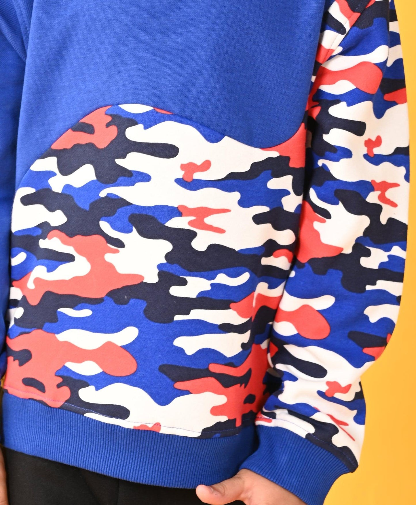 CAMOUFLAGE HOODIE BLACK FLEECE JOGGER SET - BLUE / BLACK