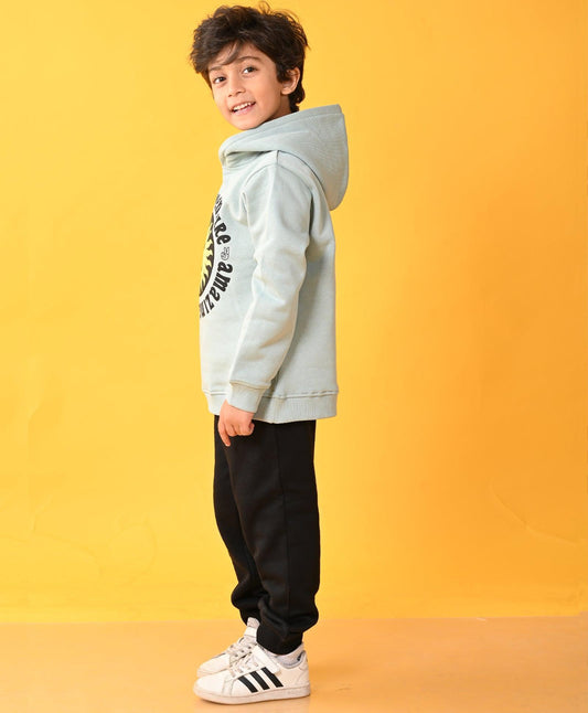 OIL GREEN SUN ADVENTURE BLACK FLEECE HOODIE JOGGER SET - OIL GREEN / BLACK - Anthrilo