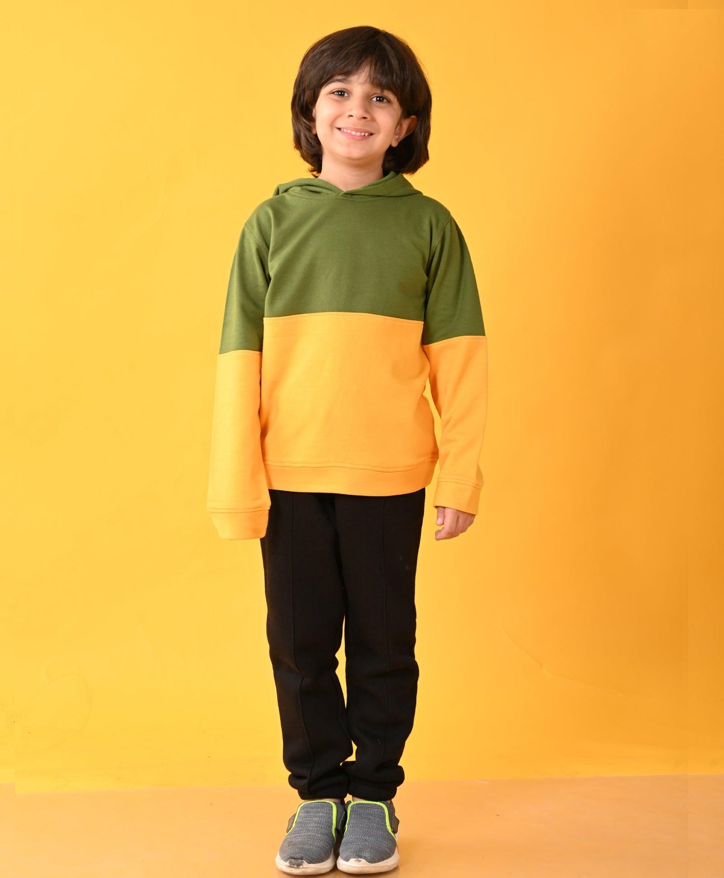 YELLOW GREEN HOODIE BLACK BOYS JOGGER SET - YELLOW / BLACK