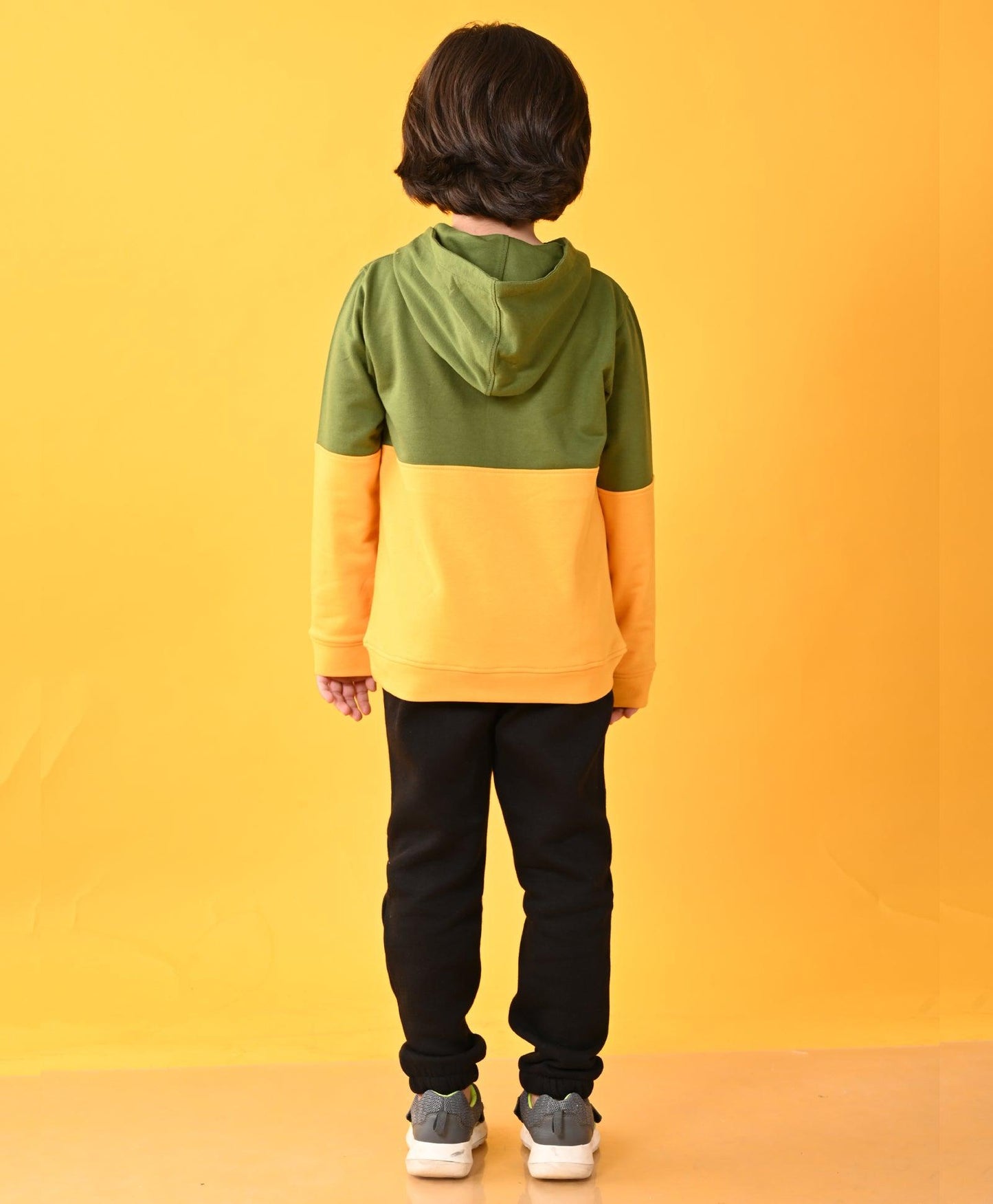 YELLOW GREEN HOODIE BLACK BOYS JOGGER SET - YELLOW / BLACK
