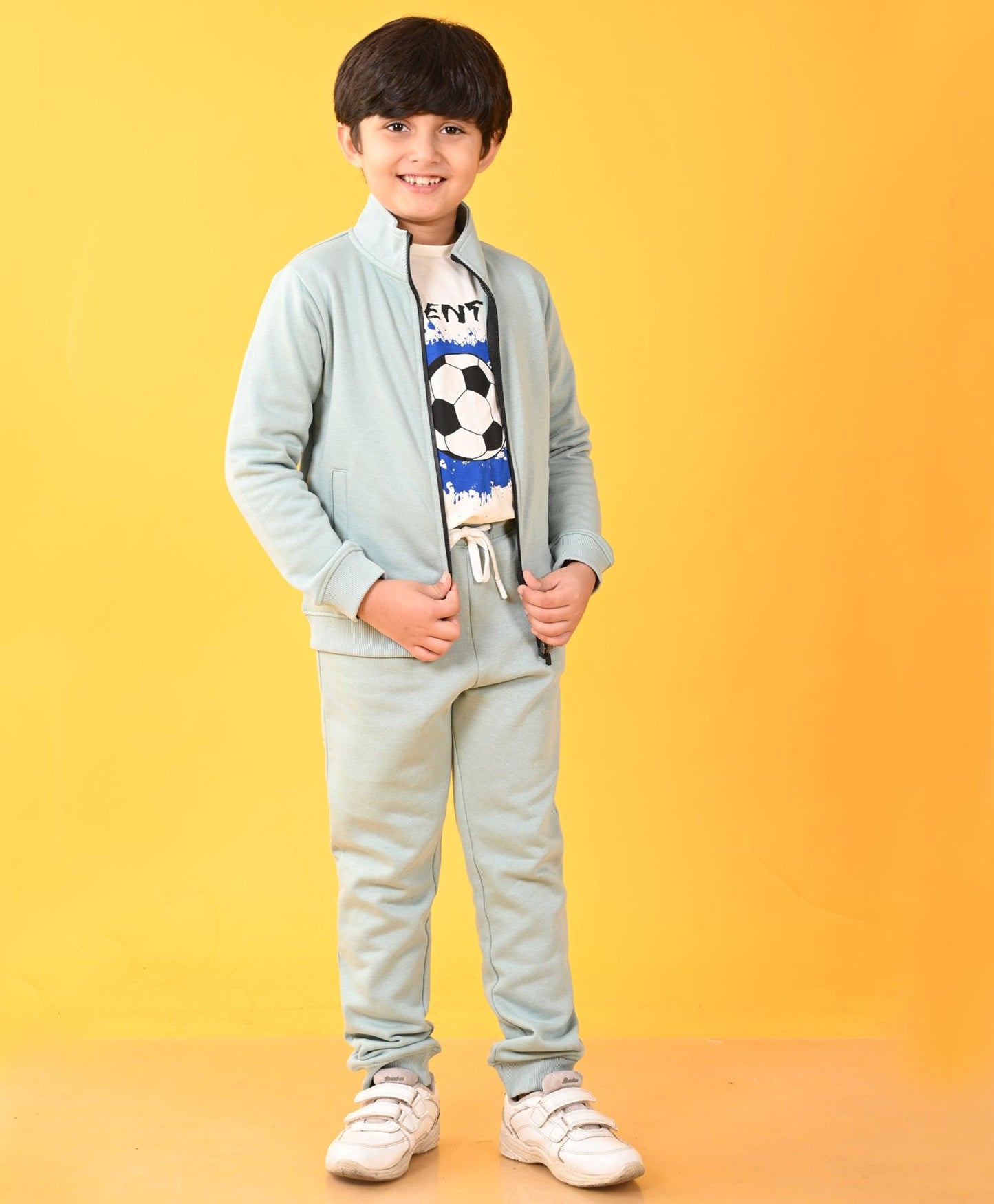 OIL GREEN FULL ZIPPER FLEECE BOYS SWEATSHIRT JOGGER SET - OIL GREEN