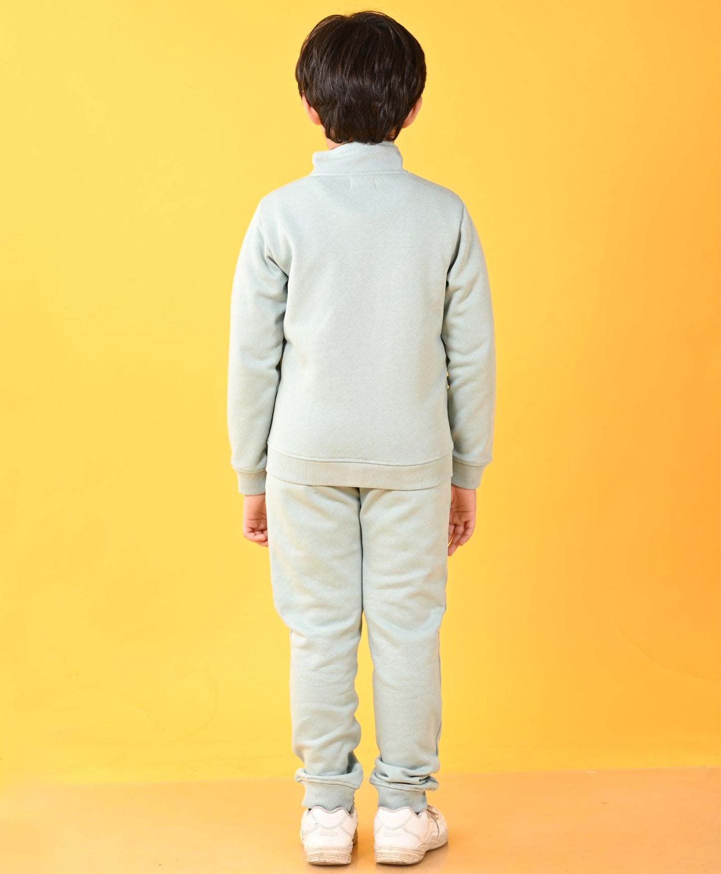OIL GREEN FULL ZIPPER FLEECE BOYS SWEATSHIRT JOGGER SET - OIL GREEN