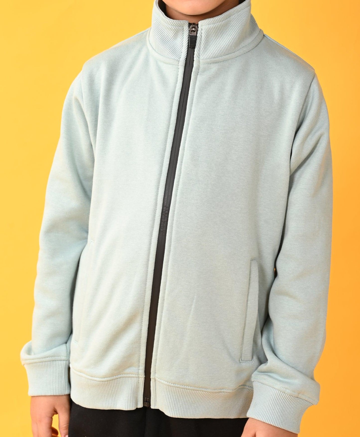 OIL GREEN FULL ZIPPER FLEECE BOYS SWEATSHIRT - OIL GREEN