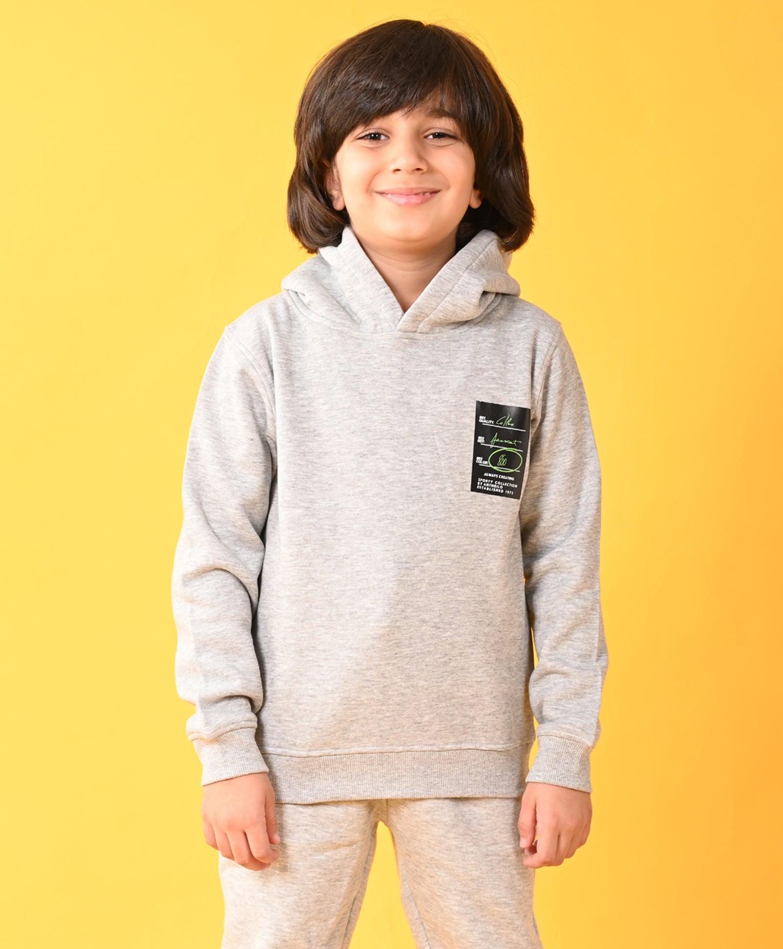 SPORTY COLLECTION FLEECE BOYS HOODIE JOGGER SET - GREY - Anthrilo