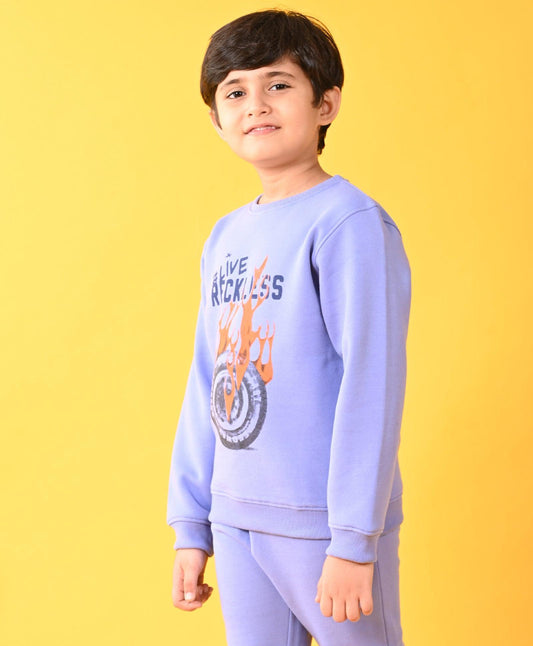 LIVE RECKLESS FLEECE SWEATSHIRT - BLUE - Anthrilo