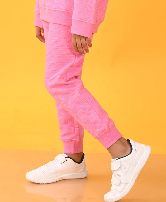 PINK FLOWER QUILTED GIRLS JOGGER - PINK - Anthrilo