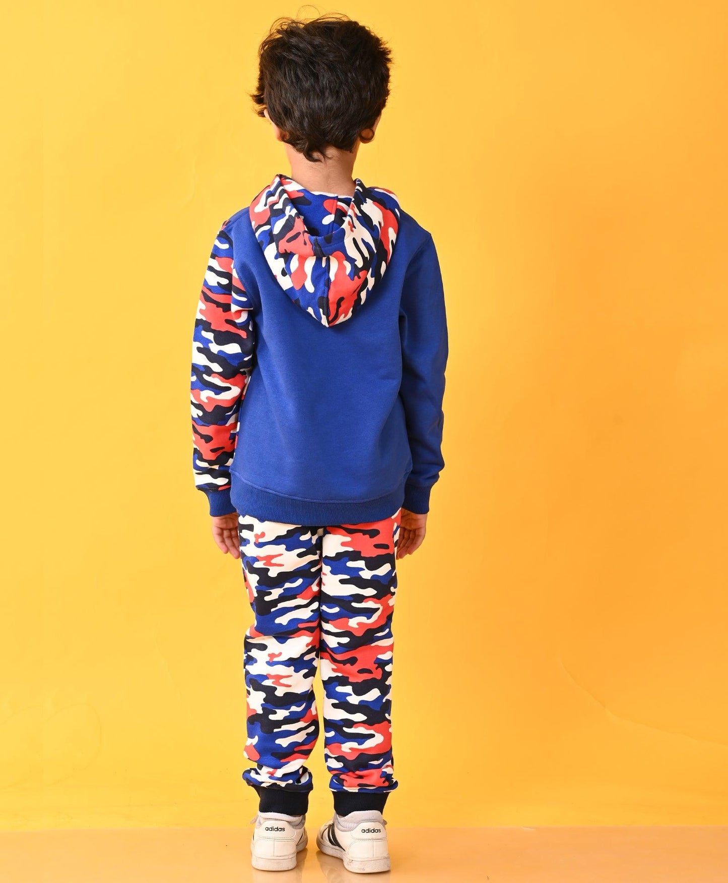 CAMOUFLAGE BLUE BOYS FLEECE HOODIE JOGGER SET - BLUE/WHITE