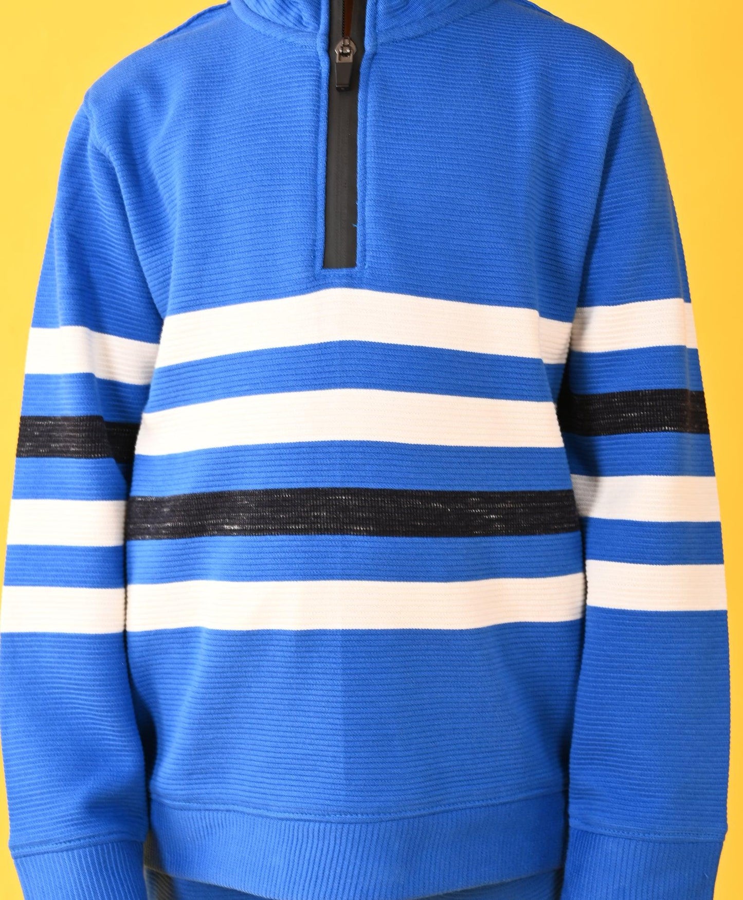 ROYAL STRIPER HALF ZIPPER BOYS SWEATSHIRT JOGGER SET - ROYAL/BLACK