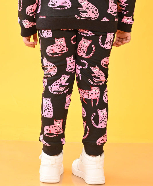 FUNNY CATS FLEECE JOGGER - BLACK - Anthrilo